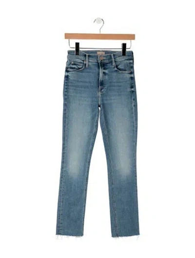 Pre-owned Mother High-rise Straight Leg Jeans In Blue