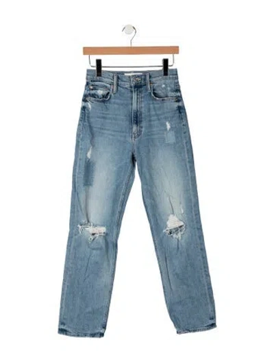 Pre-owned Mother High-rise Straight Leg Jeans In Blue