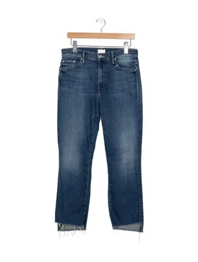 Pre-owned Mother High-rise Straight Leg Jeans In Blue