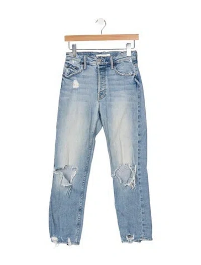 Pre-owned Mother High-rise Straight Leg Jeans In Blue