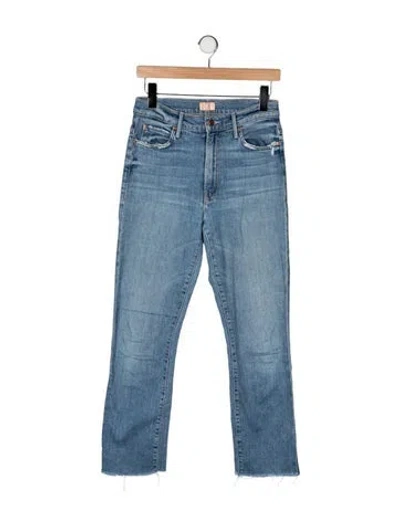 Pre-owned Mother High-rise Straight Leg Jeans In Blue
