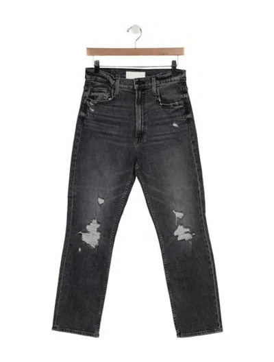 Pre-owned Mother High-rise Straight Leg Jeans In Blue