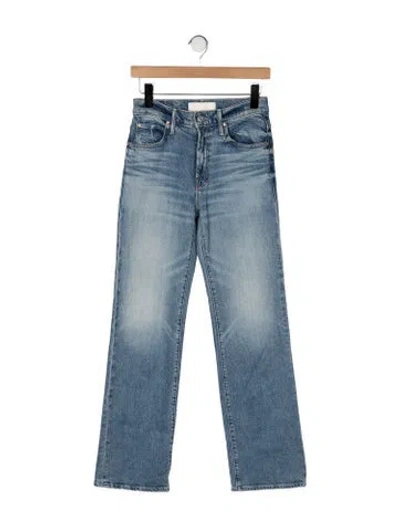 Pre-owned Mother High-rise Straight Leg Jeans In Blue