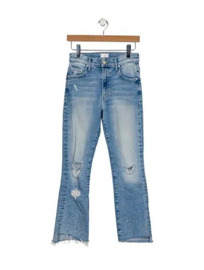 Pre-owned Mother High-rise Straight Leg Jeans In Blue