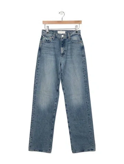 Pre-owned Mother High-rise Straight Leg Jeans In Blue