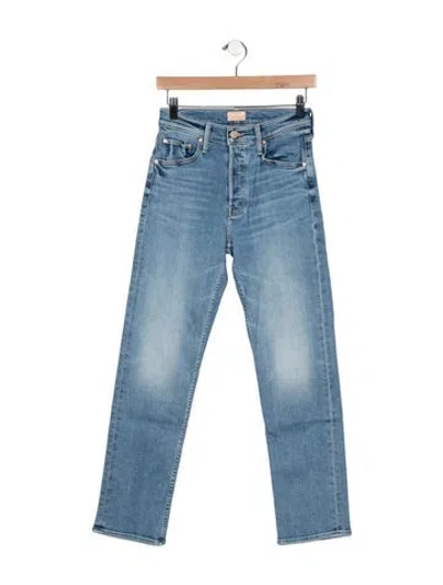 Pre-owned Mother High-rise Straight Leg Jeans In Blue
