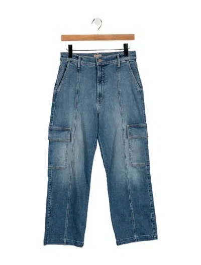 Pre-owned Mother High-rise Straight Leg Jeans In Blue