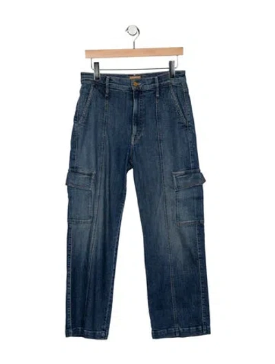 Pre-owned Mother High-rise Straight Leg Jeans In Blue