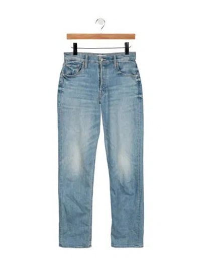 Pre-owned Mother High-rise Straight Leg Jeans In Blue