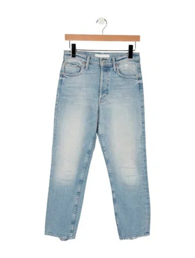 Pre-owned Mother High-rise Straight Leg Jeans In Blue
