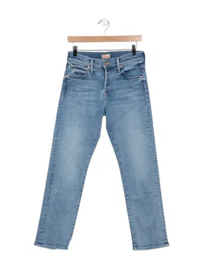 Pre-owned Mother High-rise Straight Leg Jeans In Blue