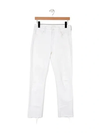 Pre-owned Mother High-rise Straight Leg Jeans In Blue