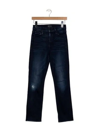 Pre-owned Mother High-rise Straight Leg Jeans In Blue