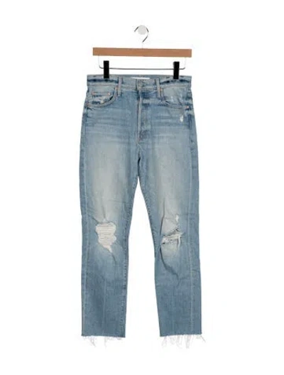 Pre-owned Mother High-rise Straight Leg Jeans In Blue
