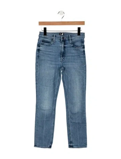 Pre-owned Mother High-rise Straight Leg Jeans In Blue