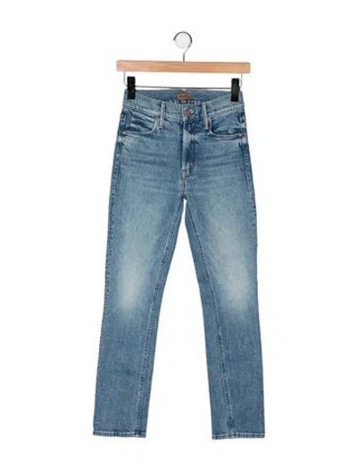 Pre-owned Mother High-rise Straight Leg Jeans In Blue