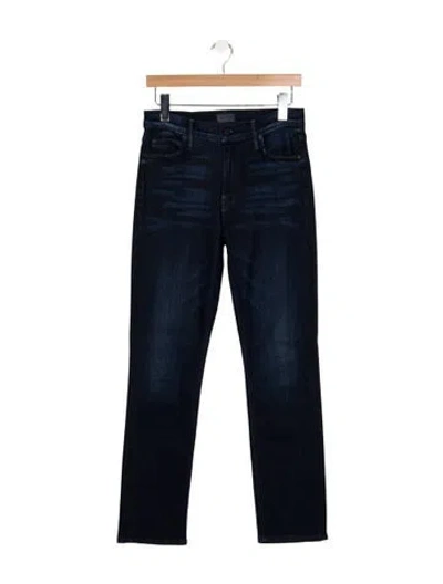 Pre-owned Mother High-rise Straight Leg Jeans In Blue