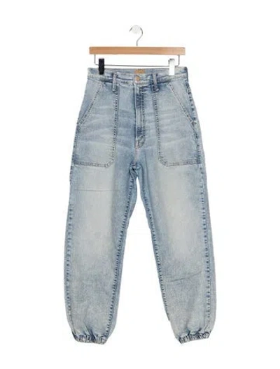 Pre-owned Mother High-rise Straight Leg Jeans In Blue