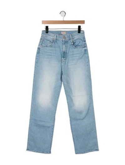 Pre-owned Mother High-rise Straight Leg Jeans In Blue