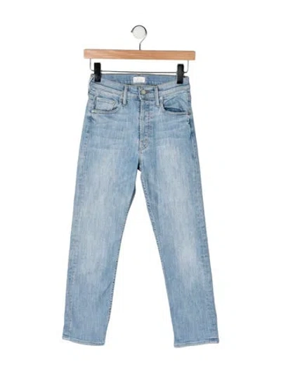 Pre-owned Mother High-rise Straight Leg Jeans In Blue