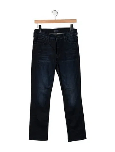 Pre-owned Mother High-rise Straight Leg Jeans In Blue
