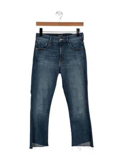 Pre-owned Mother High-rise Straight Leg Jeans In Blue