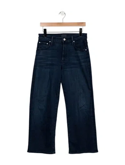 Pre-owned Mother High-rise Straight Leg Jeans In Blue