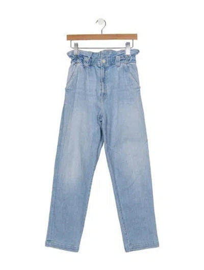 Pre-owned Mother High-rise Straight Leg Jeans In Blue
