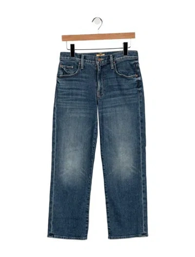 Pre-owned Mother High-rise Straight Leg Jeans In Blue