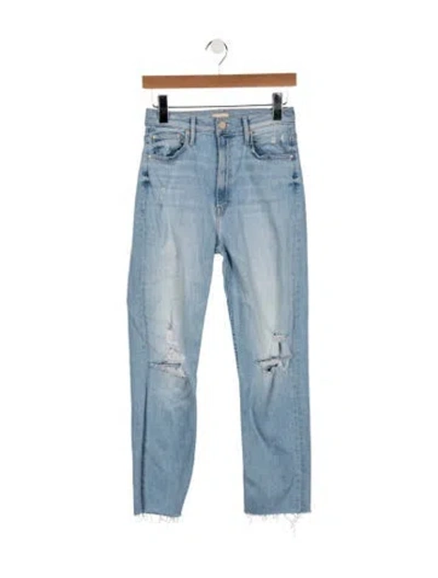 Pre-owned Mother High-rise Straight Leg Jeans In Blue