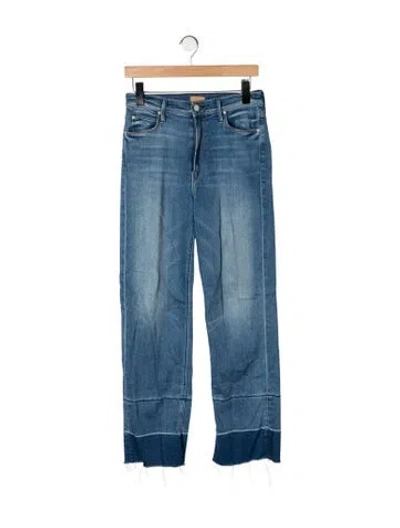 Pre-owned Mother High-rise Straight Leg Jeans In Blue