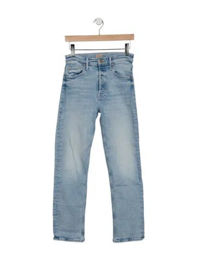 Pre-owned Mother High-rise Straight Leg Jeans In Blue