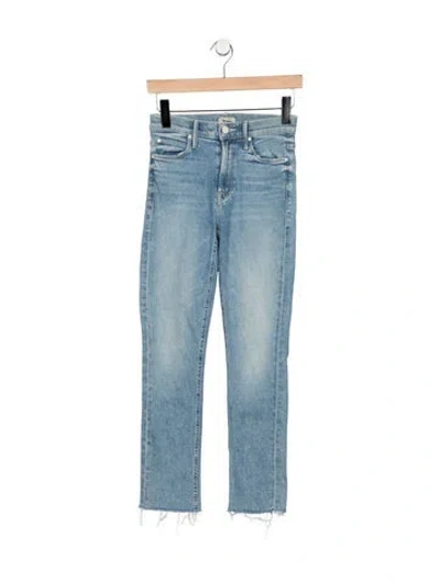 Pre-owned Mother High-rise Straight Leg Jeans In Blue