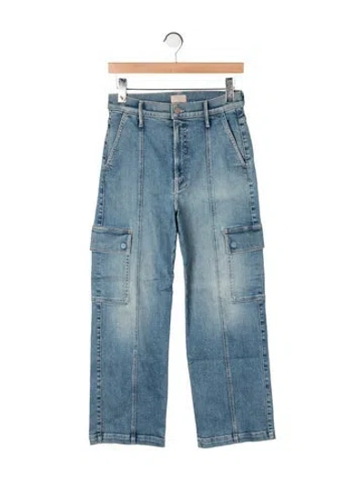 Pre-owned Mother High-rise Straight Leg Jeans In Blue