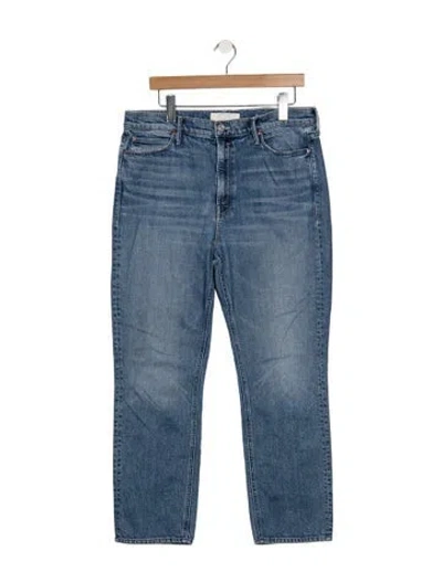 Pre-owned Mother High-rise Straight Leg Jeans In Blue