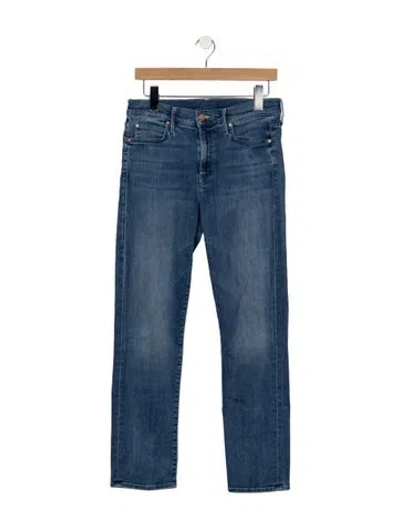 Pre-owned Mother High-rise Straight Leg Jeans In Blue
