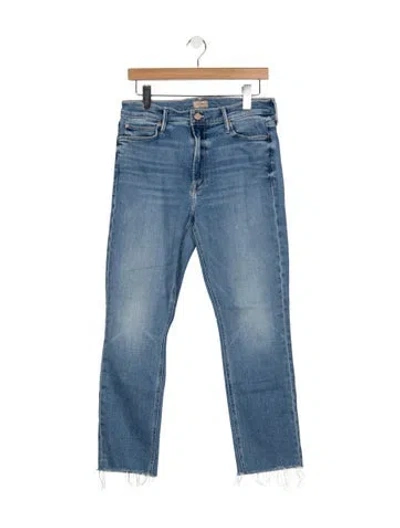 Pre-owned Mother High-rise Straight Leg Jeans In Blue