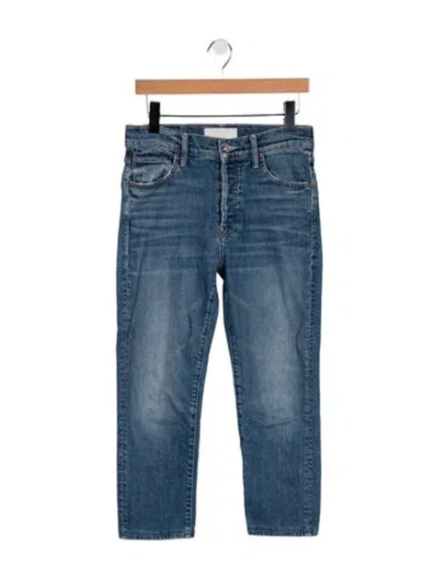 Pre-owned Mother High-rise Straight Leg Jeans In Blue