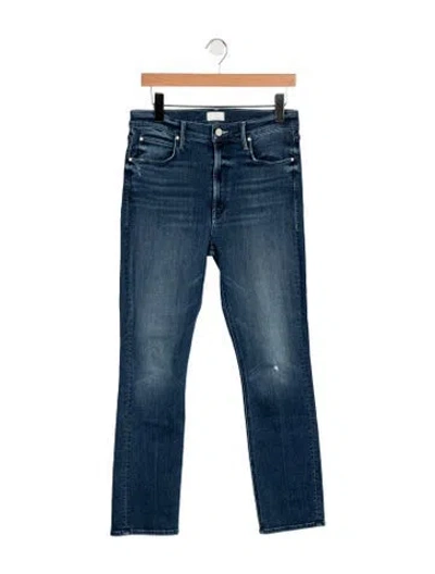 Pre-owned Mother High-rise Straight Leg Jeans In Blue