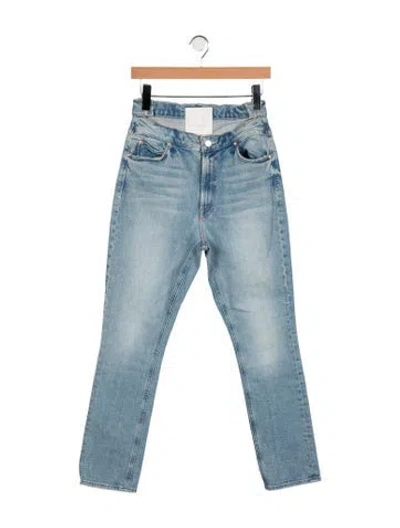 Pre-owned Mother High-rise Straight Leg Jeans In Blue