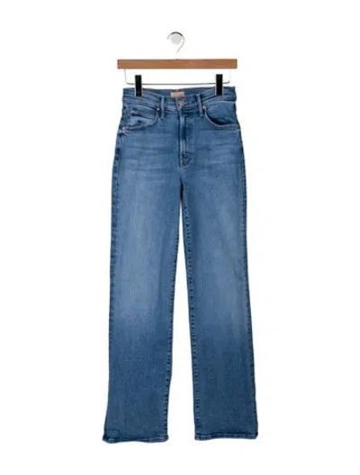 Pre-owned Mother High-rise Straight Leg Jeans In Blue