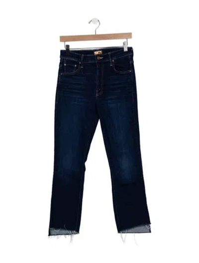 Pre-owned Mother High-rise Straight Leg Jeans In Blue