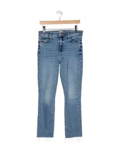 Pre-owned Mother High-rise Straight Leg Jeans In Blue
