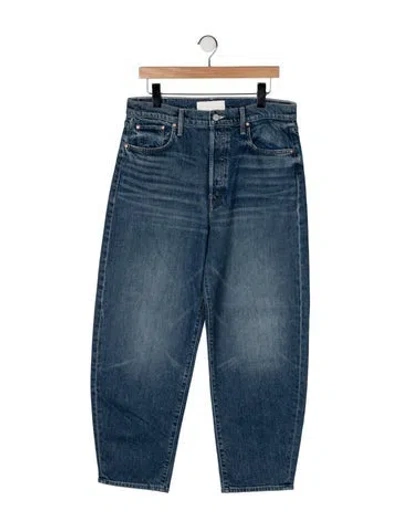 Pre-owned Mother High-rise Straight Leg Jeans In Blue