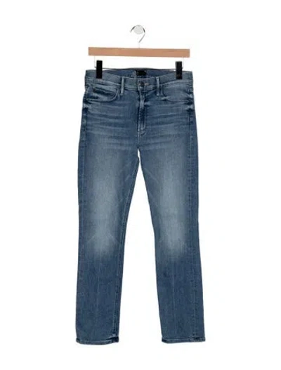 Pre-owned Mother High-rise Straight Leg Jeans In Blue