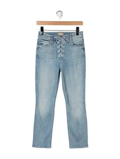 Pre-owned Mother High-rise Straight Leg Jeans In Blue