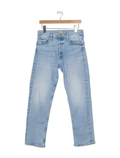 Pre-owned Mother High-rise Straight Leg Jeans In Blue