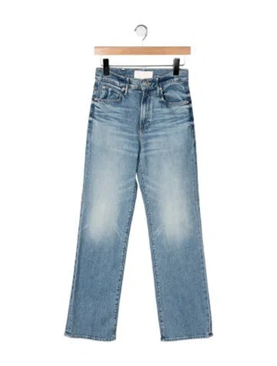 Pre-owned Mother High-rise Straight Leg Jeans In Blue