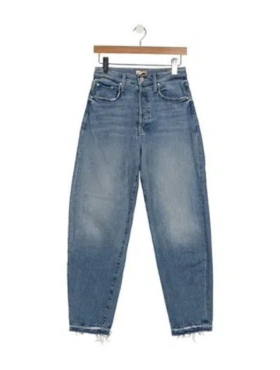 Pre-owned Mother High-rise Straight Leg Jeans In Blue