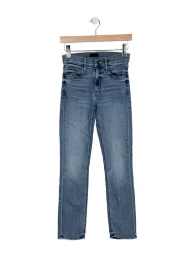 Pre-owned Mother High-rise Straight Leg Jeans In Blue